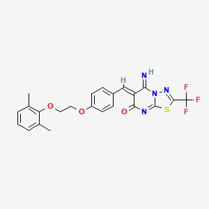 molecular formula C23H19F3N4O3S B11632182 (6Z)-6-{4-[2-(2,6-dimethylphenoxy)ethoxy]benzylidene}-5-imino-2-(trifluoromethyl)-5,6-dihydro-7H-[1,3,4]thiadiazolo[3,2-a]pyrimidin-7-one 