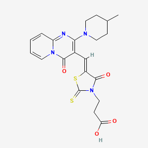 3-[(5Z)-5-{[2-(4-methylpiperidin-1-yl)-4-oxo-4H-pyrido[1,2-a]pyrimidin-3-yl]methylidene}-4-oxo-2-thioxo-1,3-thiazolidin-3-yl]propanoic acid