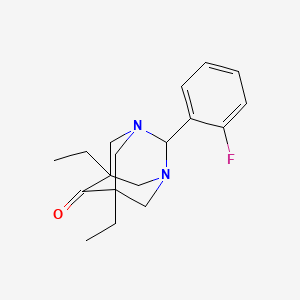 5,7-Diethyl-2-(2-fluorophenyl)-1,3-diazatricyclo[3.3.1.1~3,7~]decan-6-one