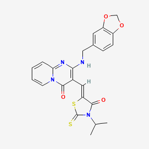 2-[(1,3-benzodioxol-5-ylmethyl)amino]-3-{(Z)-[4-oxo-3-(propan-2-yl)-2-thioxo-1,3-thiazolidin-5-ylidene]methyl}-4H-pyrido[1,2-a]pyrimidin-4-one