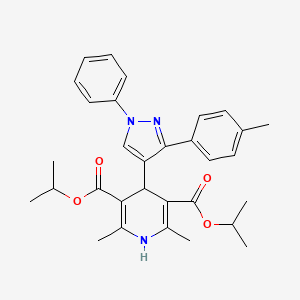 molecular formula C31H35N3O4 B11632268 Diisopropyl 2,6-dimethyl-4-[3-(4-methylphenyl)-1-phenyl-1H-pyrazol-4-YL]-1,4-dihydro-3,5-pyridinedicarboxylate CAS No. 438458-48-1