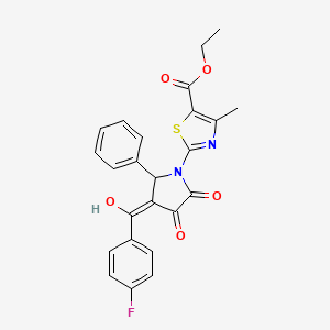 ethyl 2-{(3E)-3-[(4-fluorophenyl)(hydroxy)methylidene]-4,5-dioxo-2-phenylpyrrolidin-1-yl}-4-methyl-1,3-thiazole-5-carboxylate