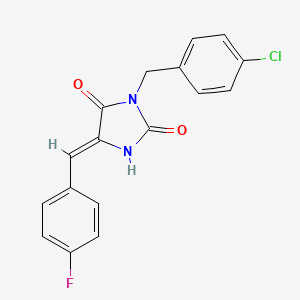 (5Z)-3-[(4-chlorophenyl)methyl]-5-[(4-fluorophenyl)methylidene]imidazolidine-2,4-dione