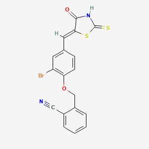 2-({2-bromo-4-[(Z)-(4-oxo-2-thioxo-1,3-thiazolidin-5-ylidene)methyl]phenoxy}methyl)benzonitrile