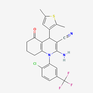 molecular formula C23H19ClF3N3OS B11632327 2-Amino-1-(2-chloro-5-(trifluoromethyl)phenyl)-4-(2,5-dimethylthiophen-3-yl)-5-oxo-1,4,5,6,7,8-hexahydroquinoline-3-carbonitrile CAS No. 441783-58-0