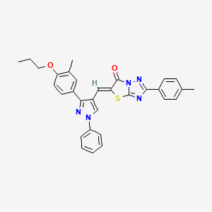 (5Z)-2-(4-methylphenyl)-5-{[3-(3-methyl-4-propoxyphenyl)-1-phenyl-1H-pyrazol-4-yl]methylene}[1,3]thiazolo[3,2-b][1,2,4]triazol-6(5H)-one