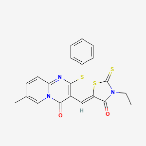 3-[(Z)-(3-ethyl-4-oxo-2-thioxo-1,3-thiazolidin-5-ylidene)methyl]-7-methyl-2-(phenylsulfanyl)-4H-pyrido[1,2-a]pyrimidin-4-one