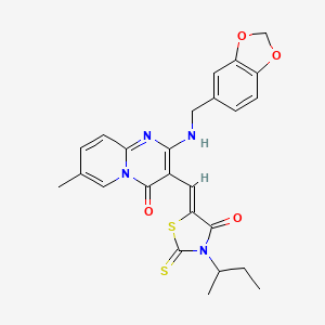 2-[(1,3-benzodioxol-5-ylmethyl)amino]-3-{(Z)-[3-(butan-2-yl)-4-oxo-2-thioxo-1,3-thiazolidin-5-ylidene]methyl}-7-methyl-4H-pyrido[1,2-a]pyrimidin-4-one