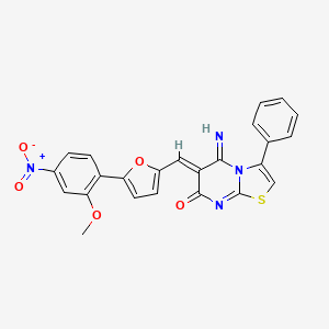 (6Z)-5-imino-6-{[5-(2-methoxy-4-nitrophenyl)furan-2-yl]methylidene}-3-phenyl-5,6-dihydro-7H-[1,3]thiazolo[3,2-a]pyrimidin-7-one