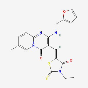 3-[(Z)-(3-ethyl-4-oxo-2-thioxo-1,3-thiazolidin-5-ylidene)methyl]-2-[(furan-2-ylmethyl)amino]-7-methyl-4H-pyrido[1,2-a]pyrimidin-4-one