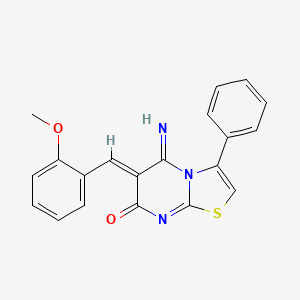 (6Z)-5-imino-6-(2-methoxybenzylidene)-3-phenyl-5,6-dihydro-7H-[1,3]thiazolo[3,2-a]pyrimidin-7-one