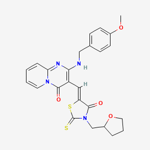 2-[(4-methoxybenzyl)amino]-3-{(Z)-[4-oxo-3-(tetrahydrofuran-2-ylmethyl)-2-thioxo-1,3-thiazolidin-5-ylidene]methyl}-4H-pyrido[1,2-a]pyrimidin-4-one