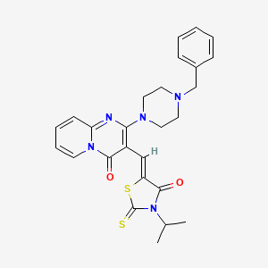 molecular formula C26H27N5O2S2 B11633305 2-(4-benzyl-1-piperazinyl)-3-[(Z)-(3-isopropyl-4-oxo-2-thioxo-1,3-thiazolidin-5-ylidene)methyl]-4H-pyrido[1,2-a]pyrimidin-4-one CAS No. 372497-62-6