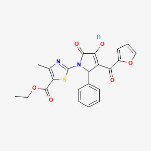 ethyl 2-{(3E)-3-[furan-2-yl(hydroxy)methylidene]-4,5-dioxo-2-phenylpyrrolidin-1-yl}-4-methyl-1,3-thiazole-5-carboxylate