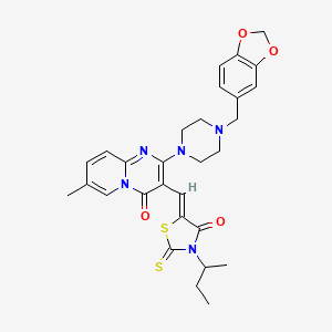 2-[4-(1,3-benzodioxol-5-ylmethyl)piperazin-1-yl]-3-{(Z)-[3-(butan-2-yl)-4-oxo-2-thioxo-1,3-thiazolidin-5-ylidene]methyl}-7-methyl-4H-pyrido[1,2-a]pyrimidin-4-one