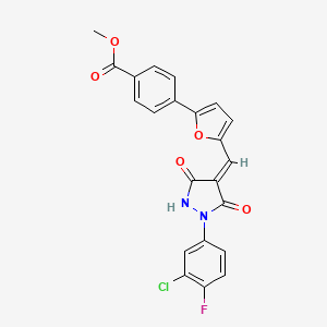 methyl 4-(5-{(E)-[1-(3-chloro-4-fluorophenyl)-3,5-dioxopyrazolidin-4-ylidene]methyl}furan-2-yl)benzoate