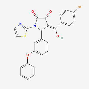 (4E)-4-[(4-bromophenyl)(hydroxy)methylidene]-5-(3-phenoxyphenyl)-1-(1,3-thiazol-2-yl)pyrrolidine-2,3-dione