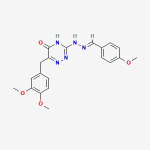 molecular formula C20H21N5O4 B11633518 6-(3,4-dimethoxybenzyl)-3-[(2E)-2-(4-methoxybenzylidene)hydrazinyl]-1,2,4-triazin-5(2H)-one 