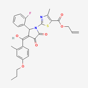 prop-2-en-1-yl 2-{2-(2-fluorophenyl)-4-hydroxy-3-[(2-methyl-4-propoxyphenyl)carbonyl]-5-oxo-2,5-dihydro-1H-pyrrol-1-yl}-4-methyl-1,3-thiazole-5-carboxylate