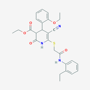 Ethyl 5-cyano-4-(2-ethoxyphenyl)-6-({2-[(2-ethylphenyl)amino]-2-oxoethyl}sulfanyl)-2-oxo-1,2,3,4-tetrahydropyridine-3-carboxylate