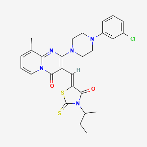 molecular formula C27H28ClN5O2S2 B11633580 3-{(Z)-[3-(butan-2-yl)-4-oxo-2-thioxo-1,3-thiazolidin-5-ylidene]methyl}-2-[4-(3-chlorophenyl)piperazin-1-yl]-9-methyl-4H-pyrido[1,2-a]pyrimidin-4-one 