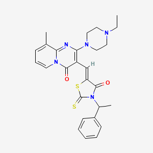 2-(4-ethyl-1-piperazinyl)-9-methyl-3-{(Z)-[4-oxo-3-(1-phenylethyl)-2-thioxo-1,3-thiazolidin-5-ylidene]methyl}-4H-pyrido[1,2-a]pyrimidin-4-one