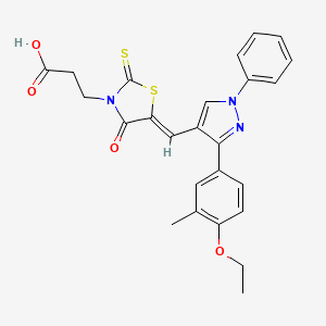 3-[(5Z)-5-{[3-(4-ethoxy-3-methylphenyl)-1-phenyl-1H-pyrazol-4-yl]methylidene}-4-oxo-2-thioxo-1,3-thiazolidin-3-yl]propanoic acid