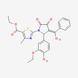 ethyl 2-{(3E)-2-(3-ethoxy-4-hydroxyphenyl)-3-[hydroxy(phenyl)methylidene]-4,5-dioxopyrrolidin-1-yl}-4-methyl-1,3-thiazole-5-carboxylate