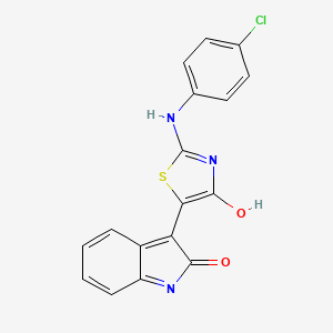 (3Z)-3-{2-[(4-chlorophenyl)amino]-4-oxo-1,3-thiazol-5(4H)-ylidene}-1,3-dihydro-2H-indol-2-one