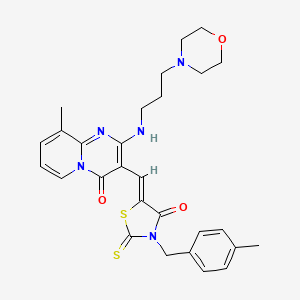 9-Methyl-3-{(Z)-[3-(4-methylbenzyl)-4-oxo-2-thioxo-1,3-thiazolidin-5-ylidene]methyl}-2-{[3-(4-morpholinyl)propyl]amino}-4H-pyrido[1,2-A]pyrimidin-4-one