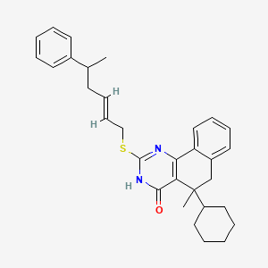 5-cyclohexyl-5-methyl-2-{[(2E)-5-phenylhex-2-en-1-yl]sulfanyl}-5,6-dihydrobenzo[h]quinazolin-4(3H)-one