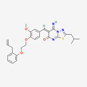 (6Z)-5-imino-6-(3-methoxy-4-{2-[2-(prop-2-en-1-yl)phenoxy]ethoxy}benzylidene)-2-(2-methylpropyl)-5,6-dihydro-7H-[1,3,4]thiadiazolo[3,2-a]pyrimidin-7-one