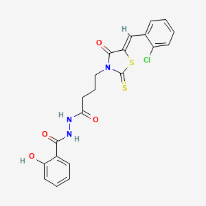 N'-{4-[(5Z)-5-[(2-Chlorophenyl)methylidene]-4-oxo-2-sulfanylidene-1,3-thiazolidin-3-YL]butanoyl}-2-hydroxybenzohydrazide