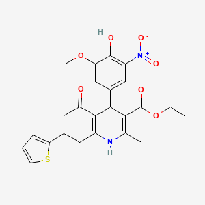 Ethyl 4-(4-hydroxy-3-methoxy-5-nitrophenyl)-2-methyl-5-oxo-7-(thiophen-2-yl)-1,4,5,6,7,8-hexahydroquinoline-3-carboxylate