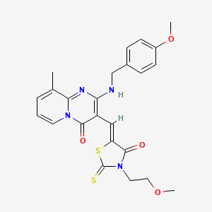 2-[(4-methoxybenzyl)amino]-3-{(Z)-[3-(2-methoxyethyl)-4-oxo-2-thioxo-1,3-thiazolidin-5-ylidene]methyl}-9-methyl-4H-pyrido[1,2-a]pyrimidin-4-one