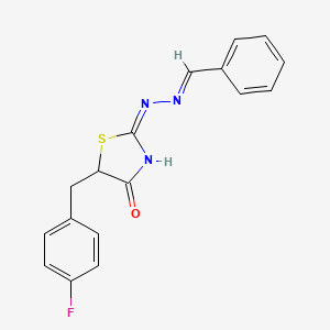 (2E)-5-[(4-Fluorophenyl)methyl]-2-[(2E)-2-(phenylmethylidene)hydrazin-1-ylidene]-1,3-thiazolidin-4-one