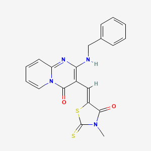 2-(benzylamino)-3-[(Z)-(3-methyl-4-oxo-2-thioxo-1,3-thiazolidin-5-ylidene)methyl]-4H-pyrido[1,2-a]pyrimidin-4-one