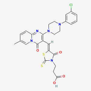 3-[(5Z)-5-({2-[4-(3-chlorophenyl)piperazin-1-yl]-7-methyl-4-oxo-4H-pyrido[1,2-a]pyrimidin-3-yl}methylidene)-4-oxo-2-thioxo-1,3-thiazolidin-3-yl]propanoic acid