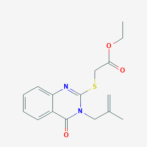 molecular formula C16H18N2O3S B11634440 Ethyl {[3-(2-methylprop-2-en-1-yl)-4-oxo-3,4-dihydroquinazolin-2-yl]sulfanyl}acetate 