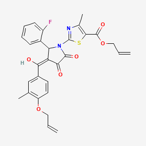 prop-2-en-1-yl 2-[2-(2-fluorophenyl)-4-hydroxy-3-{[3-methyl-4-(prop-2-en-1-yloxy)phenyl]carbonyl}-5-oxo-2,5-dihydro-1H-pyrrol-1-yl]-4-methyl-1,3-thiazole-5-carboxylate