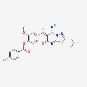 4-{(Z)-[5-imino-2-(2-methylpropyl)-7-oxo-5H-[1,3,4]thiadiazolo[3,2-a]pyrimidin-6(7H)-ylidene]methyl}-2-methoxyphenyl 4-chlorobenzoate