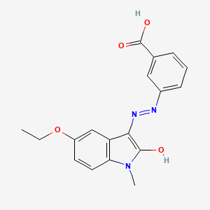 3-[(2Z)-2-(5-ethoxy-1-methyl-2-oxo-1,2-dihydro-3H-indol-3-ylidene)hydrazinyl]benzoic acid