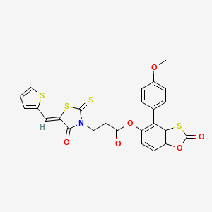 4-(4-methoxyphenyl)-2-oxo-1,3-benzoxathiol-5-yl 3-[(5Z)-4-oxo-5-(thiophen-2-ylmethylidene)-2-thioxo-1,3-thiazolidin-3-yl]propanoate