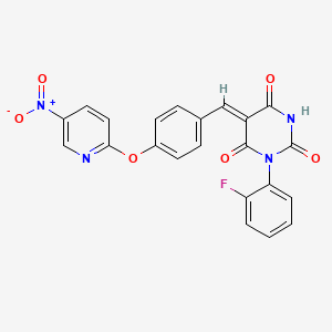 (5Z)-3-(2-fluorophenyl)-6-hydroxy-5-{4-[(5-nitropyridin-2-yl)oxy]benzylidene}pyrimidine-2,4(3H,5H)-dione