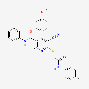 5-cyano-4-(4-methoxyphenyl)-2-methyl-6-({2-[(4-methylphenyl)amino]-2-oxoethyl}sulfanyl)-N-phenylpyridine-3-carboxamide