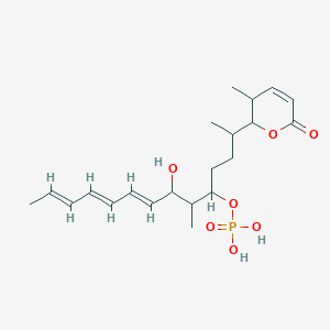 molecular formula C21H32NaO7P B116346 [(8E,10E,12E)-7-hydroxy-6-methyl-2-(3-methyl-6-oxo-2,3-dihydropyran-2-yl)tetradeca-8,10,12-trien-5-yl] dihydrogen phosphate CAS No. 156856-30-3