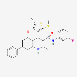 N-(3-Fluorophenyl)-2-methyl-4-(5-methyl-2-(methylthio)thiophen-3-yl)-5-oxo-7-phenyl-1,4,5,6,7,8-hexahydroquinoline-3-carboxamide