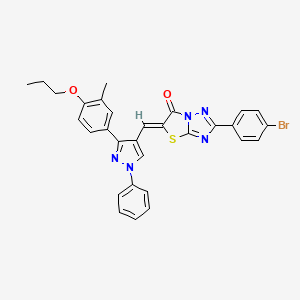 molecular formula C30H24BrN5O2S B11634637 (5Z)-2-(4-bromophenyl)-5-{[3-(3-methyl-4-propoxyphenyl)-1-phenyl-1H-pyrazol-4-yl]methylene}[1,3]thiazolo[3,2-b][1,2,4]triazol-6(5H)-one 