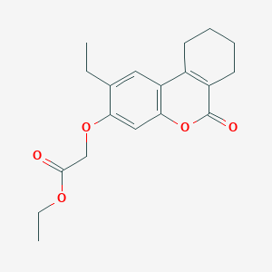 Ethyl ((2-ethyl-6-oxo-7,8,9,10-tetrahydro-6H-benzo(C)chromen-3-YL)oxy)acetate