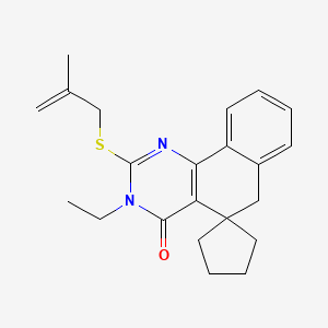 molecular formula C22H26N2OS B11634665 3-ethyl-2-[(2-methylprop-2-en-1-yl)sulfanyl]-3H-spiro[benzo[h]quinazoline-5,1'-cyclopentan]-4(6H)-one 